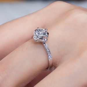 Anillo de Diamante de Laboratorio Messi Jewelry MSR-1177 PT950, Corte Brillante Redondo, Anillo de Compromiso, Alianza de Boda, Anillo Clásico, Anillo de Regalo - Product Image 4