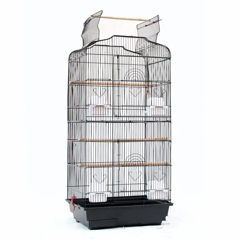 Horizontale Glijdende Ijzer Grote Vogelkooien Inklapbare Gemakkelijk Verzending Birdcage Voor Papegaai Comfortabele Roestvrij Staaldraad Kooi