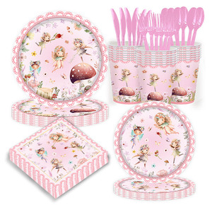 Vajilla Desechable con Temática de Hada DE LAS Flores, Platos de Papel, Servilletas, Vajilla, Suministros para Fiestas, Venta Al por Mayor - Product Image 1