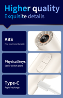 Ventilateur portable et mains libres mini, 199 vitesses, refroidisseur d'air, recharge USB, affichage numérique, pour usage extérieur