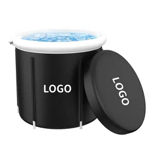 Bak mandi es portabel Logo kustom untuk pemulihan, bak terapi terjun dingin portabel, bak mandi es kebugaran