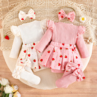 Nouvelle robe pour bébé fille style automne-hiver avec motif floral, plus foulard et chaussettes à nœud