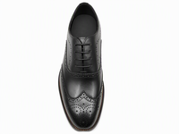 Chaussures Richelieu en cuir véritable noir pour hommes, à lacets, bout rond, semelle en caoutchouc antidérapante, pour le bureau, la carrière et les affaires