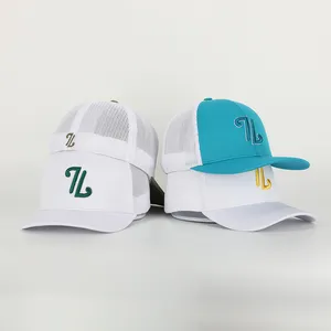 Toptan özel Made 6 Panel düz nakış logosu şoför şapkası, yetişkin Gorras Snapback örgü şoför şapkası