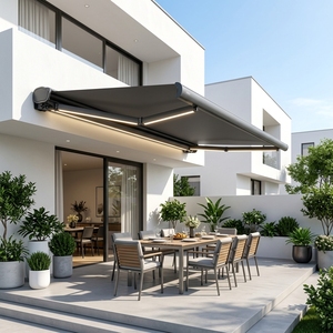 Auvent de terrasse rétractable <span class=keywords><strong>électrique</strong></span> avec cadre en aluminium thermolaqué et option <span class=keywords><strong>manivelle</strong></span> d'urgence <span class=keywords><strong>pour</strong></span> balcon d'appartement - Product Image 2