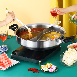 304 Stainless Steel Hot Pot 32Cm Induction Compatible Non Stick Pan For Chinese Cooking - Product Image 1