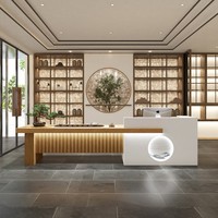 Nouveau comptoir de style chinois en bois pour centre de bien-être, salon de thé, bar, salon de beauté, réception, caisse et station de thé