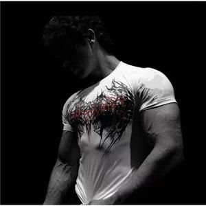 <b>Mens</b> Dark Metal Bat Logo Compression Tee <b>Stretch</b> Slim Fit Formal Woven Fitness Training Sport T-shirt - Product Image 1