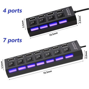 Adattatore Multi-porta USB 2026 a 7 Porte con Interruttore e <span class=keywords><strong>Stazione</strong></span> di Ricarica per Dispositivi Multipli USB 2.0 con Pulsanti On/Off - Product Image 2