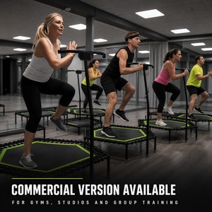 Trampoline de fitness hexagonal de 48 pouces, 6 pieds incurvés, poignée réglable, suspension silencieuse, pour la maison et usage commercial - Product Image 5