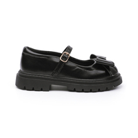 Chaussures plates Mary Jane personnalisées pour filles, noir mat, avec nœud surdimensionné, antidérapantes, pour récital de chœur et concert