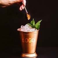 Custom Silver Rose Gold Mint Julep Cup Mule Tazas de cobre logo Acero inoxidable Whisky Cerveza Mojito Tazas