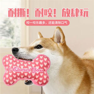 Sevgililer günü köpek oyuncaklar kalp şeklinde dayanıklı peluş çiğnemek oyuncaklar gıcırtılı - Product Image 2