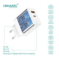 Chargeur rapide double port 36W avec double transformateur, certifié CB CE RoHS, charge rapide PD, chargeur mural avec prise EU