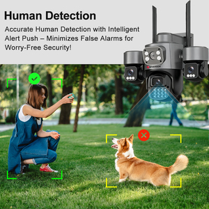 Caméra de sécurité intelligente à 3 objectifs, enregistrement 24h/24 et 7j/7, sans fil, 4G, 360° °   Caméra de sécurité solaire extérieure avec suivi automatique des personnes par IA, AOV 6MP - Product Image 4