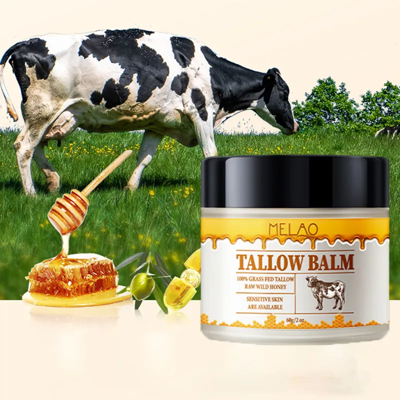 OEM Tallow Balm ที่ให้อาหารหญ้าสําหรับผิวบอบบางและบํารุงผิวด้วยน้ํามันมะกอกบํารุงผิวฉลากส่วนตัวที่ให้ความชุ่มชื้นและเรียบเนียน