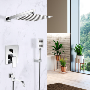 Ensembles de douche de salle de bain exposés muraux de style moderne douche de pluie chromée avec <span class=keywords><strong>douchette</strong></span> en laiton pour toutes les saisons - Product Image 3