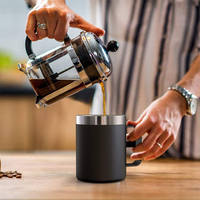 Gobelet isotherme en acier inoxydable de 12 oz, tasse à café de voyage à double paroi sous vide avec poignée et couvercle coulissant