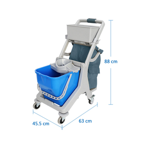 Multifunction Plastic Cleaning Cart Mini Round Mop Bucket Floor Cleaning <b>Trolley</b> with Brake Wheel and Reusable Nylon Garbage Bag - Product Image 5