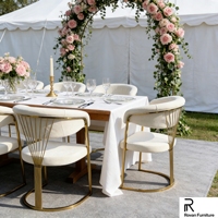 Chaise de mariage élégante dorée, design tendance, chaise de salle à manger en acier inoxydable pour hôtel, vente chaude