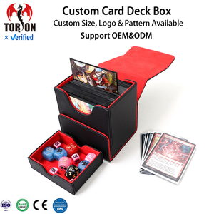    Boîte de rangement personnalisée pour plus de 100 cartes avec compartiment à dés en cuir PU, fermeture magnétique, écologique, portable, pour jeux de cartes TCG - Product Image 1