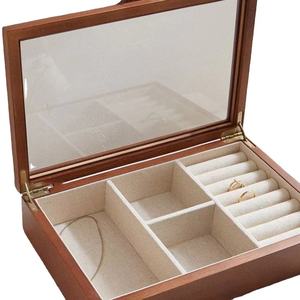 กล่องใส่เครื่องประดับไม้ทรงสี่เหลี่ยมแบบเรโทรสั่งทำพิเศษ รีไซเคิลได้ บุด้วยไมโครไฟเบอร์ พร้อมที่วางสร้อยคอและต่างหูสุดหรู - Product Image 1