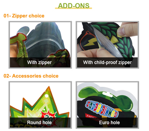 Biểu tượng tùy chỉnh Túi <span class=keywords><strong>Ziploc</strong></span> mềm cảm ứng trẻ em bảo vệ túi <span class=keywords><strong>PE</strong></span> tái chế đứng lên túi khói Mylar - Product Image 3