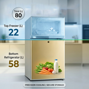 <span class=keywords><strong>Réfrigérateur</strong></span> OEM 80L à double porte, étagère en verre, congélateur supérieur, compartiment frais séparé, faible consommation d'énergie, refroidissement rapide - Product Image 2