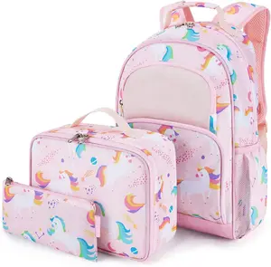 Bolsa Escolar ligera con dibujos de animales para niños, conjunto escolar de unicornio, Mommore, 3 uds.