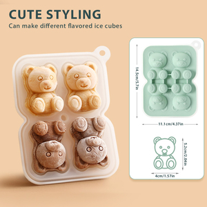 <strong>Customized</strong> <strong>Silicone</strong> Bear Shape <strong>Ice</strong> <strong>Cube</strong> <strong>Tray</strong> with Lids Eco-Friendly Cartoon Round Pattern <strong>Ice</strong> Mold for <strong>Ice</strong> Cream - Product Image 1