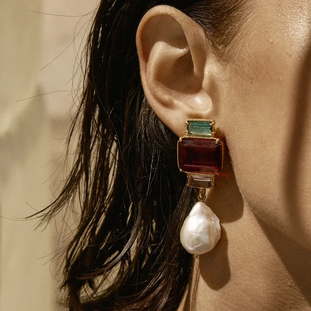 Pendientes de perlas barrocas de agua dulce para mujer, aretes de gota de piedras preciosas con personalidad, joyería de Corea del Sur, novedad de 2022