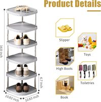 Étagère à chaussures murale ronde en PP à cinq niveaux, moderne, non pliable, pour salle de bain, gain de place, petite taille, étagère d'angle DIY