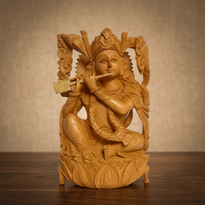 Modelo Coleccionable de Arte Religioso Ecológico de Madera del Dios Hindú Krishna - Product Image 2