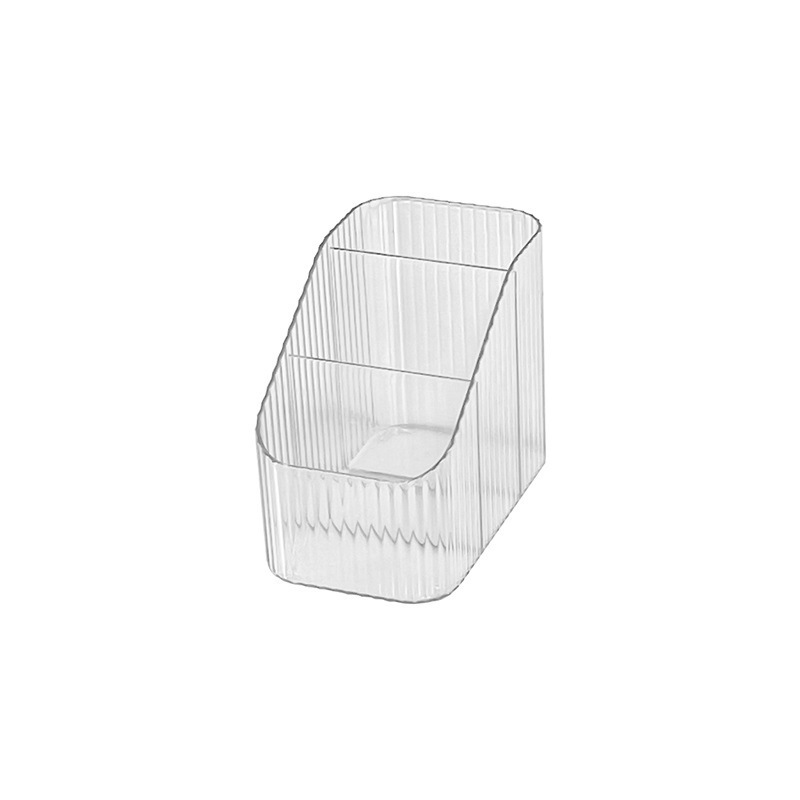 Striped cosmetic storage box [three-compartment design]