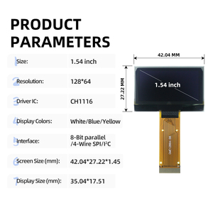 1.54 Inch PMOLED Display White/Blue/Yellow CH1116 128*64 8-bit 68XX/80XX Parallel, <strong>3</strong>/4-wire SPI, I2C Plug -in 30P - Product Image 5