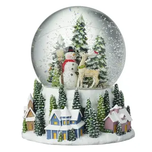 Personalice su diseño Globo de nieve de vidrio de 100mm Regalos de recuerdo Bola de nieve de resina con vacaciones de Navidad