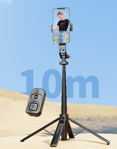 Perche à selfie multifonctionnelle avec trépied à 4 pieds - Support de téléphone anti-vibration de 1,3 m avec télécommande Bluetooth - Product Image 3