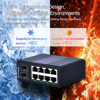 Commutateur Ethernet industriel non géré ZTRS à 10 ports, double rangée, 100 Mbit/s, fonction PoE, rail DIN, 100 Mbit/s