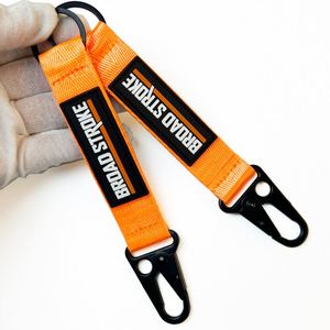 Custom Logo High Strength Tactical Webbing <b>Key</b> <b>Ring</b> Holder Strap Pvc Label Nylon Short Lanyard Keychain - Product Image 1