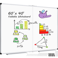 Tableau blanc pliable de haute qualité à 3 panneaux avec surface magnétique pour les présentations