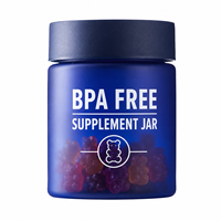 Pot en PET bleu givré personnalisé de 120 ml avec bouchon CRC, pot en plastique mat de qualité alimentaire sans BPA de 150 ml pour emballages de vitamines et de bonbons gélifiés