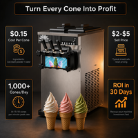 Machine à gaufres et à crème glacée électrique multifonctionnelle automatique à double mode de fonctionnement pour les magasins de desserts, solution tout-en-un