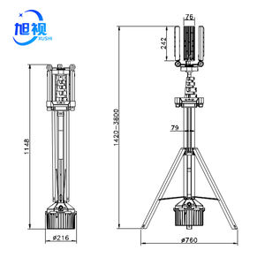Lanterna de Trabalho LED Recarregável de 180W com Mastro Telescópico para Iluminação Portátil em Emergências em Obras - Product Image 2