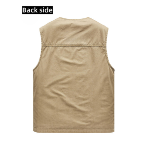 R & U Multi-Bolsillo Hombres <span class=keywords><strong>Trabajo</strong></span> Cargo Gran tamaño Fotógrafo Malla negra Práctico a prueba <span class=keywords><strong>de</strong></span> viento Pesca al aire libre Chaleco <span class=keywords><strong>de</strong></span> algodón - Product Image 4