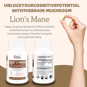 Capsules personnalisées de champignons Crinière de lion pour la cognition, 120 capsules, complément cérébral, vitamines pour le cerveau, supplément Crinière de lion - Product Image 6