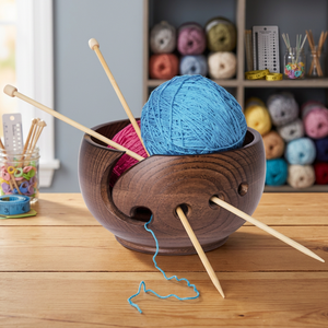 Bol à fil en bois rond, style simple, support de rangement portable avec aiguilles à tricoter, 11,5 cm, 3 mm d'épaisseur, pour la couture à la main - Product Image 1