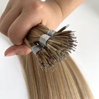 Extensions de cheveux vierges Remy européens pré-collés, lisses, double épaisseur, à pointes Nano, solutions micro-perles pour stylistes professionnels