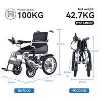 Fauteuil roulant électrique pliable léger J&J Mobility 500111-L001 2024, classe II, en acier, pour personnes handicapées, capacité 150 kg