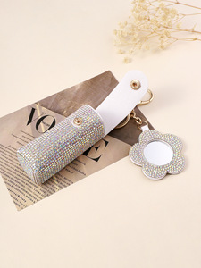 Tas lipstik kulit portabel, dompet rias wajah, tas Lip Balm, gantungan kunci, penutup pelindung lipstik Kreatif dengan cermin - Product Image 4