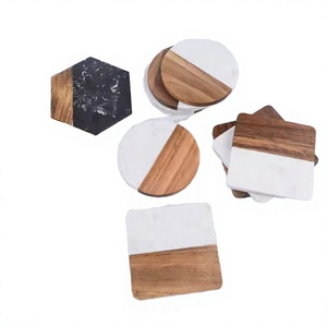 Modern White Marble & Acacia Wood <b>Round</b> <b>Coaster</b> Eco Friendly Table Drink Mat Home Office Dining Decor Bulk Wholesale Price - Product Image 5